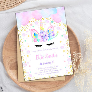 Whimsical Pastel Fantasy Party Card för flickor Inbjudningar