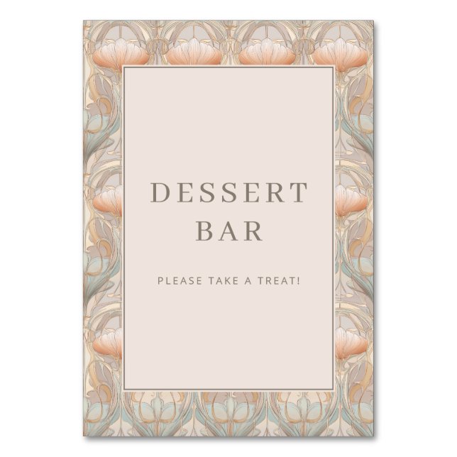 Whimsical Pastel Floral Dessert Bar Sign Bordsnummer (Framsidan)