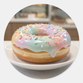 Whimsical Pastel Glass Glaze Donut Glossy   Runt Klistermärke