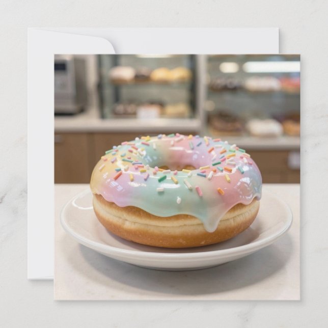 Whimsical Pastel Glass Glaze Donut   Kort (Framsida)