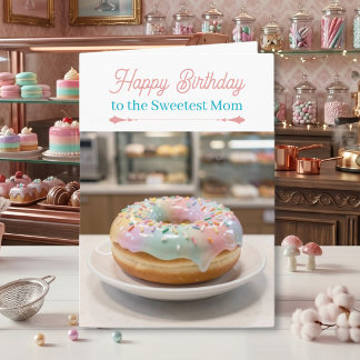 Whimsical Pastel Glass Glaze Donut Mom's Birthday Kort