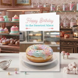 Whimsical Pastel Glass Glaze Donut Niece Birthday Kort