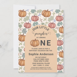 Whimsical Pastel Pumpkin First Födelsedagsfest Inbjudningar