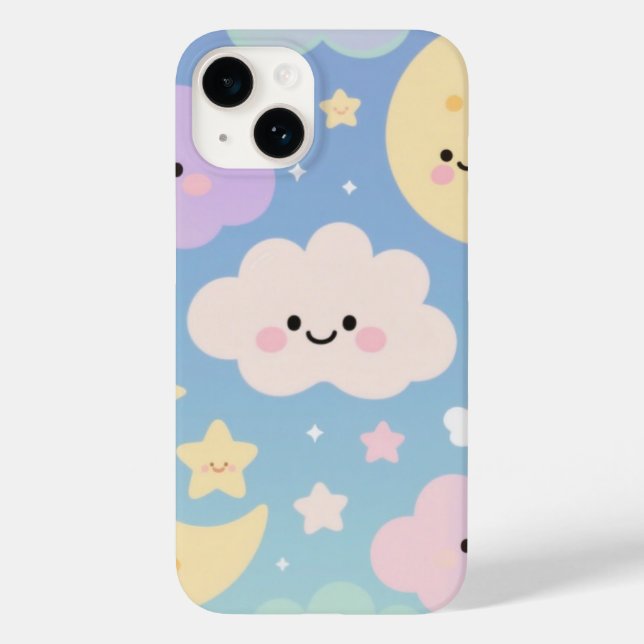 Whimsical Pastel Sky – Cute Clouds, Moons & Stars  (Baksida)