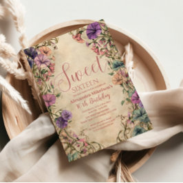 Whimsical Pastel Wildflower Sweet 16 Inbjudningar