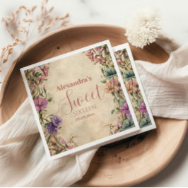 Whimsical Pastel Wildflower Sweet 16 Pappersservett