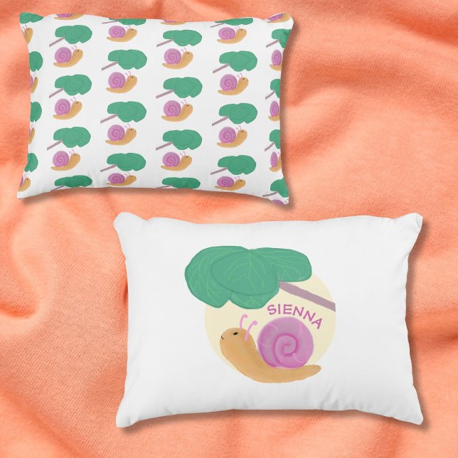 Whimsical Pastell Cute Snigel Personlig kids Prydnadskudde (Skapare uppladdad)