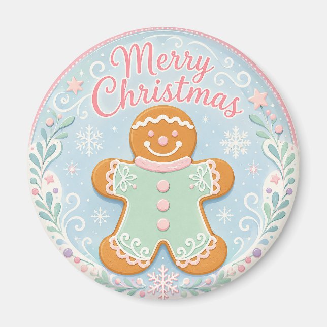 Whimsical Pastell Pepparkaksgubbe Magnet (Framsidan)