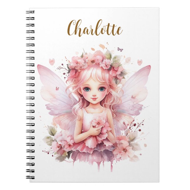 Whimsical pastell rosa fe anteckningsbok (Framsidan)