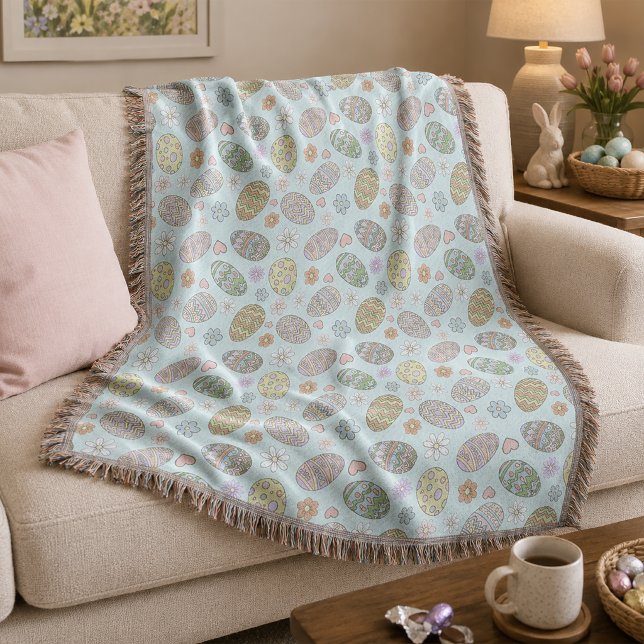 Whimsical Pastell Söt Påskägg Blommönster Filt (Skapare uppladdad)