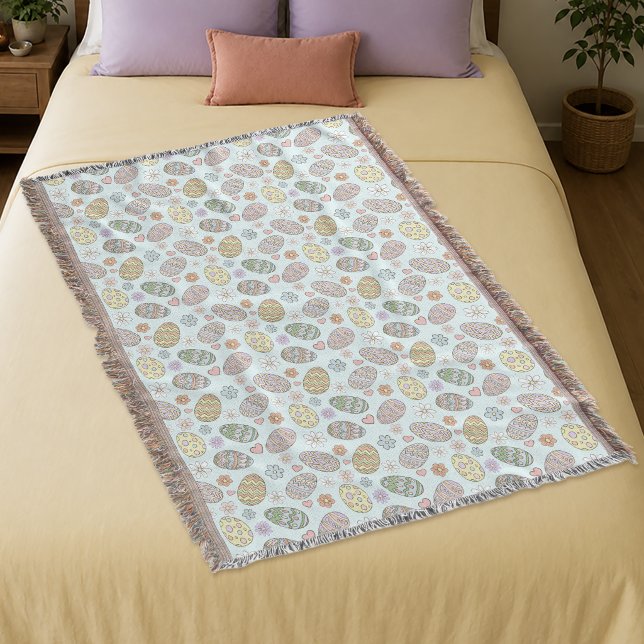 Whimsical Pastell Söt Påskägg Blommönster Filt (Skapare uppladdad)