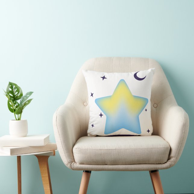 Whimsical Pastell Stjärna och Mån Barnkammare Kudde (Stol)