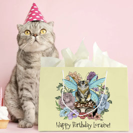 Whimsical Pastell Tabby Älvkatt Blommig Fantasy