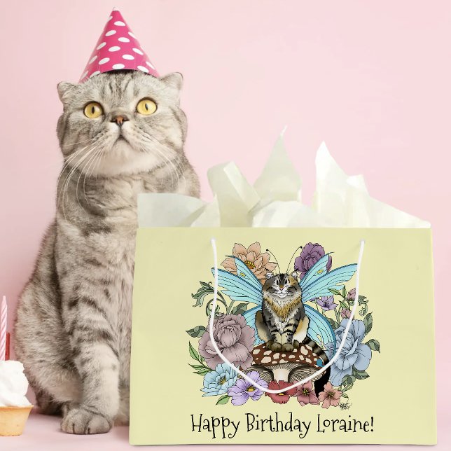 Whimsical Pastell Tabby Älvkatt Blommig Fantasy  (Skapare uppladdad)