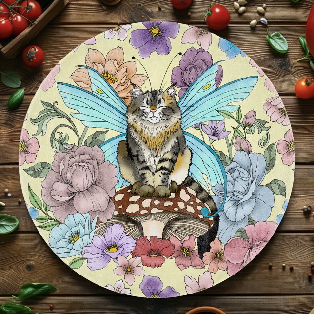 Whimsical Pastell Tabby Älvkatt Blommig Fantasy  (Skapare uppladdad)
