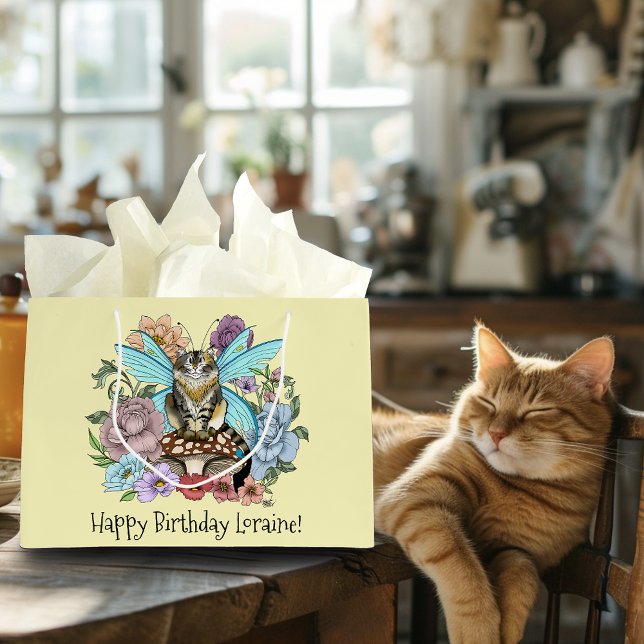 Whimsical Pastell Tabby Älvkatt Blommig Fantasy  (Skapare uppladdad)