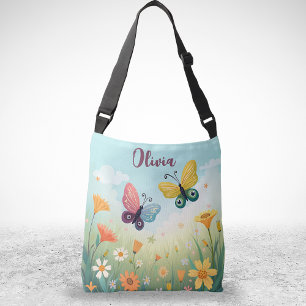 Whimsical Pastell Trädgård Med Fjärilar Axelväska