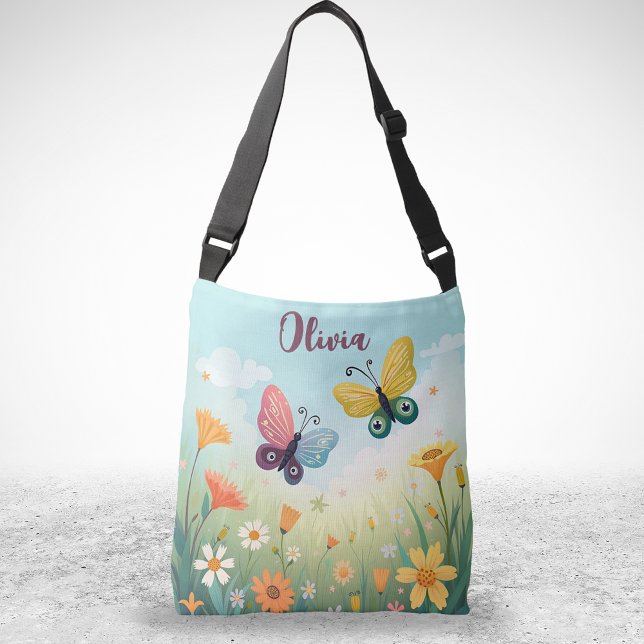 Whimsical Pastell Trädgård Med Fjärilar Axelväska (Skapare uppladdad)