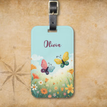 Whimsical Pastell Trädgård Med Fjärilar