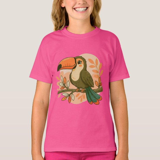 Whimsical Pastell Tukan T Shirt (Framsida)