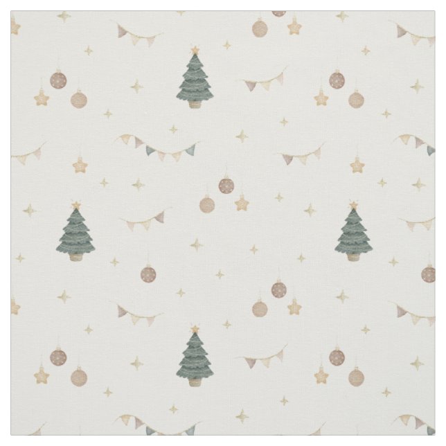 Whimsical Pastell Watercolor Julgran Festive Tyg (Provkarta)