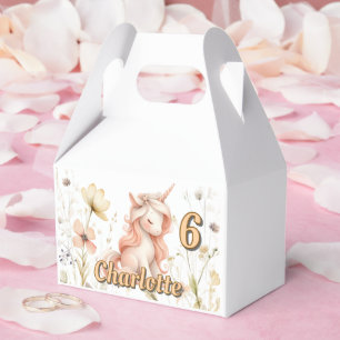 Whimsical pastellfärgad enhörning vildblomma födel presentaskar
