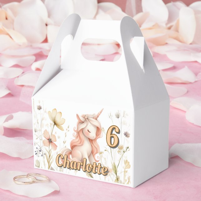 Whimsical pastellfärgad enhörning vildblomma födel presentaskar (Bröllop)