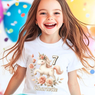 Whimsical pastellrosa enhörning födelsedag t shirt