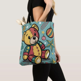 Whimsical Patchwork Julenalle i Teddybjörn Tygkasse