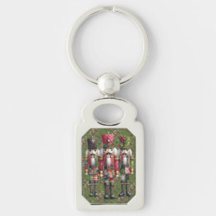Whimsical Patchwork Julnötknäppare Trio Rektangulärt Silverfärgad Nyckelring