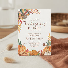 Whimsical Patchwork Turkey Thanksgiving Inbjudningar