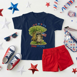 Whimsical Patriotisk Tvättbjörn 4:e Juli Djur  T- T Shirt