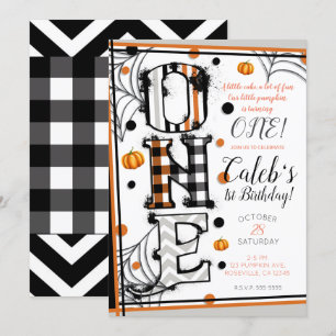 Whimsical Pattern Halloween Mashup 1-årsdag Inbjudningar