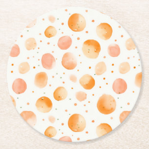 Whimsical Peach Prickar Födelsedag Underlägg Papper Rund
