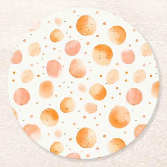Whimsical Peach Prickar Födelsedag Underlägg Papper Rund (Framsidan)