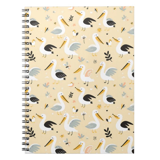 Whimsical Pelican Paradise Anteckningsbok (Framsidan)