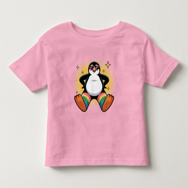 Whimsical Penguin Caroon T Shirt (Framsida)
