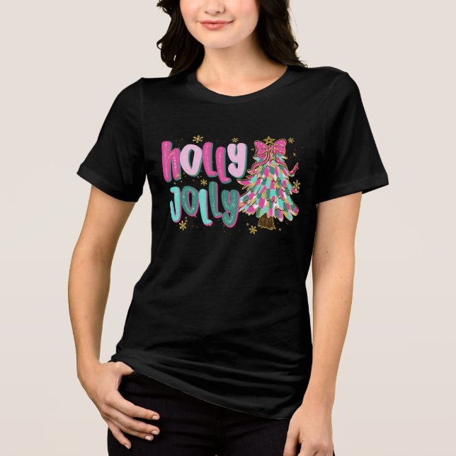 whimsical penseldrag julgran - Holly Jolly T Shirt (Framsida)