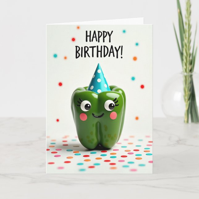 Whimsical Peppar Födelsedagskort Kort (Framsida)