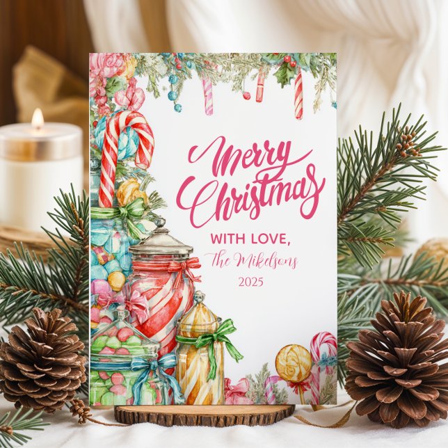 Whimsical Peppermynt Helgdag Julkort (Skapare uppladdad)