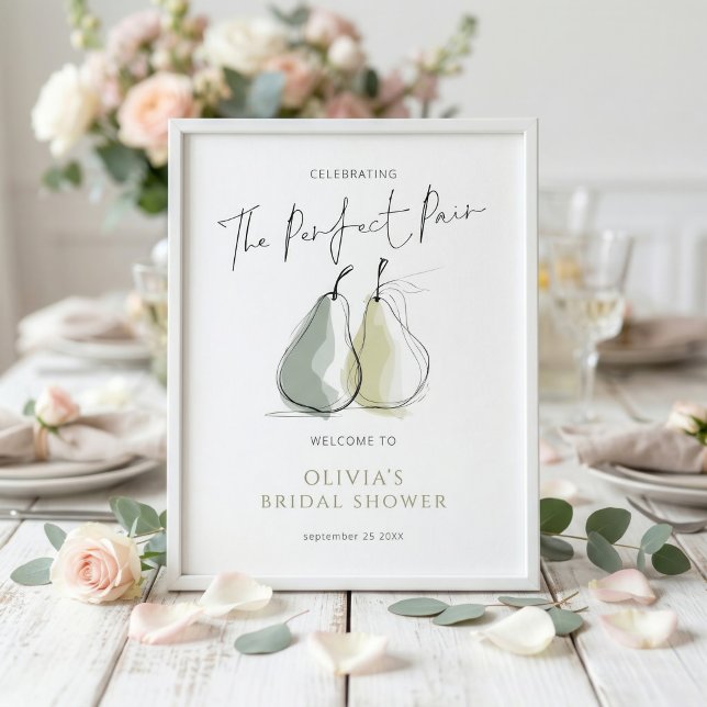 Whimsical Perfect Pair Pear Welcome Bridal Shower Poster (Skapare uppladdad)