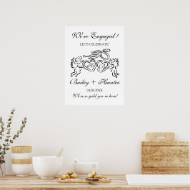 Whimsical Personalized Engagement couple Sign Poster