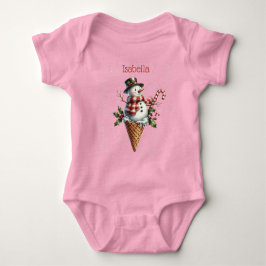 Whimsical Personalized Snowman with Candy Cane T Shirt