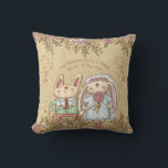 Whimsical Personlig Bröllop Bride Groom Rustic Kudde<br><div class="desc">Lägg till namn och monogram för att anpassa den här söta gifta parpresenten med vattenfärgade doodlblommor katt och kanin. ___________________________________________________________________________________________________________ För hjälp Följ detta arkiv och KONTAK via fliken nedan.</div>