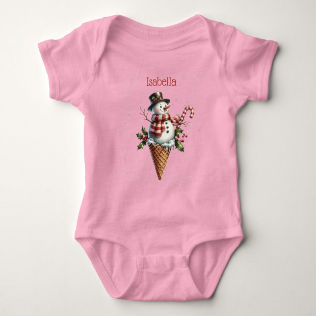 Whimsical Personlig Snorman med sockerrör T Shirt (Framsida)