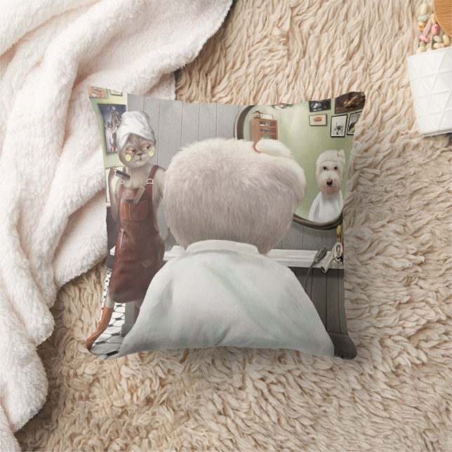 Whimsical Pet Barber Shop Kudde (Filt)