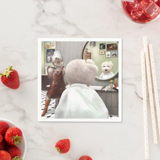 Whimsical Pet Barber Shop Pappersservett (Insitu)