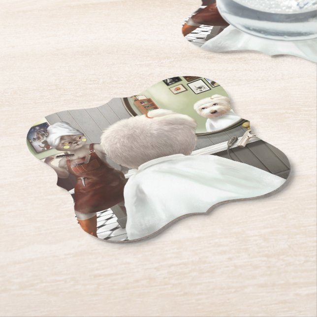 Whimsical Pet Barber Shop Underlägg Papper (Vinklad)