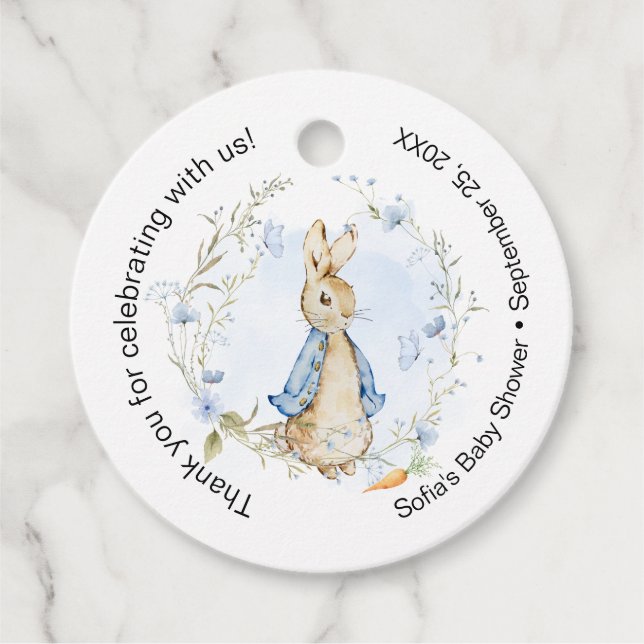 Whimsical Peter Rabbit i Blue Gåvor Etiketter (Framsida)