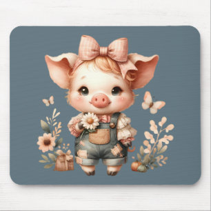 Whimsical Piglet i pastelloveraller blå Musmatta